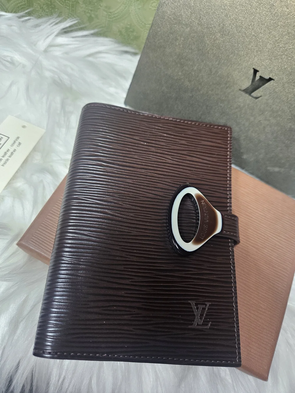 Louis Vuitton PM Agenda Dark Brown Epi Moka With Box & Inserts